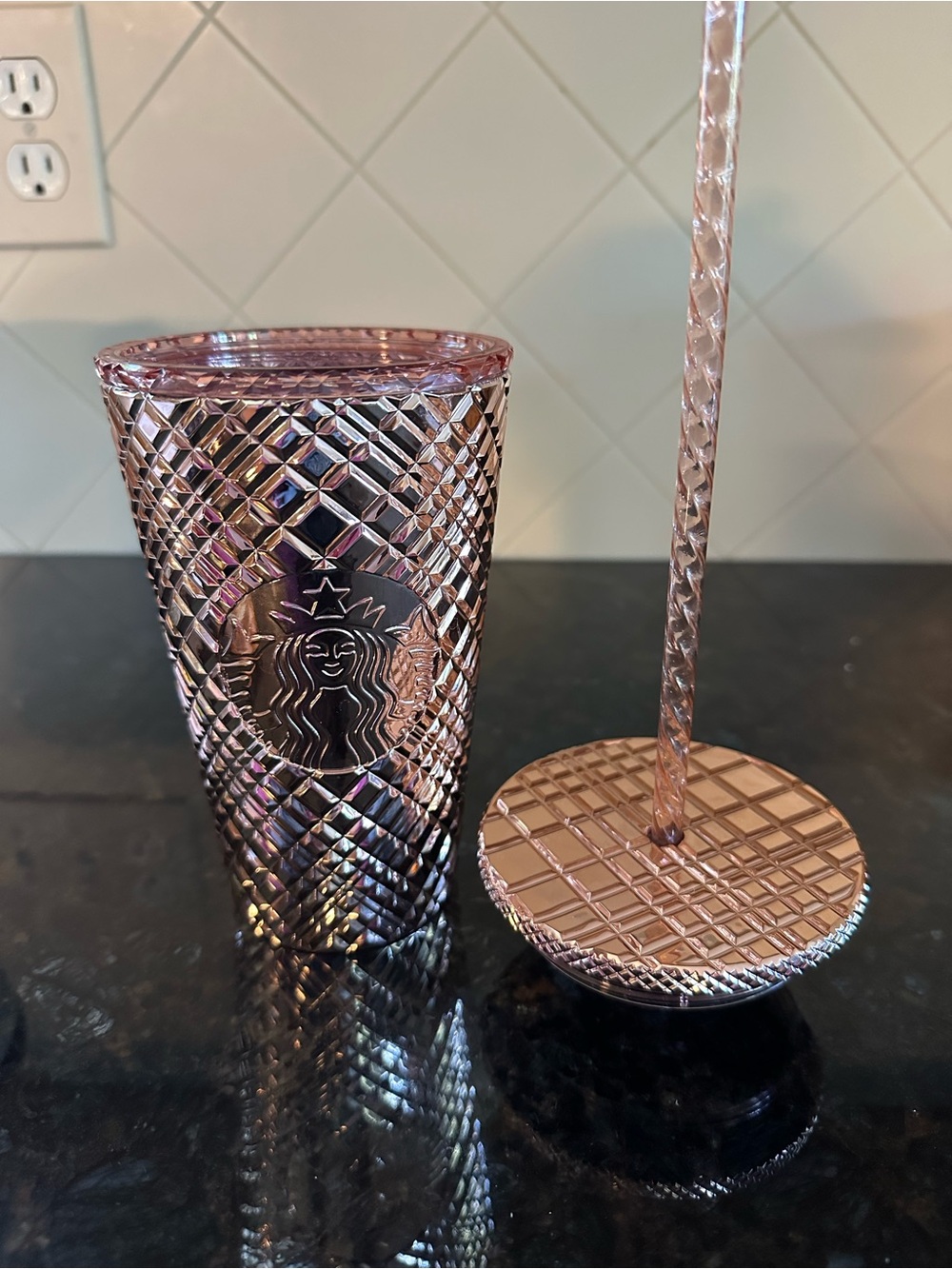Starbucks Rose Gold Studded Tumbler with Straw